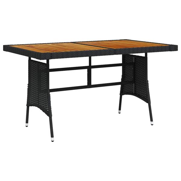 ARDEBO.de - Gartentisch Schwarz 130x70x72cm Poly Rattan & Massivholz Akazie
