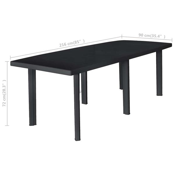 Gartentisch Anthrazit 216x90x72 cm Kunststoff