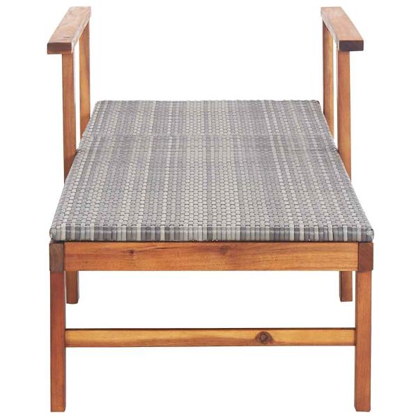Sonnenliege Poly Rattan und Massivholz Akazie Grau