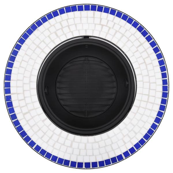 Feuerstelle Mosaik Keramik Blau und Weiß 68 cm