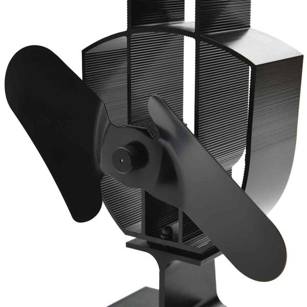 Ofenventilator Wärmebetrieben 2 Blätter Schwarz