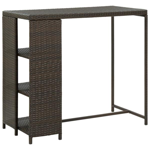 ARDEBO.de - Bartisch mit Regal Braun 120x60x110 cm Poly Rattan