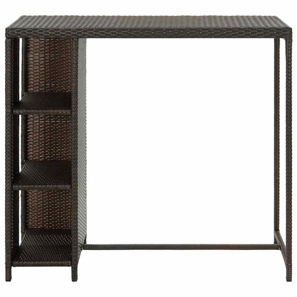 Bartisch mit Regal Braun 120x60x110 cm Poly Rattan