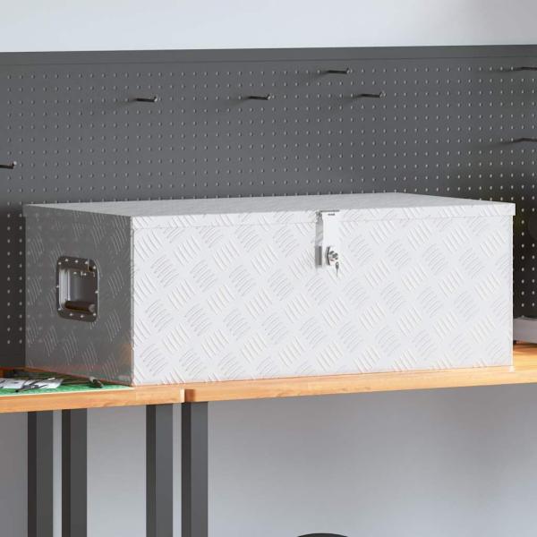 ARDEBO.de - Aufbewahrungsbox Silbern 90x47x33,5 cm Aluminium