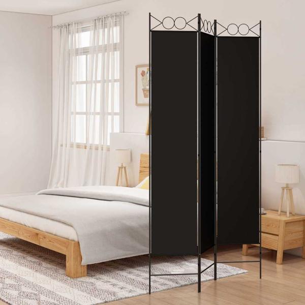 ARDEBO.de - 3-tlg. Paravent Schwarz 120x220 cm Stoff