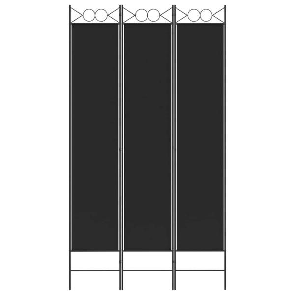 3-tlg. Paravent Schwarz 120x220 cm Stoff