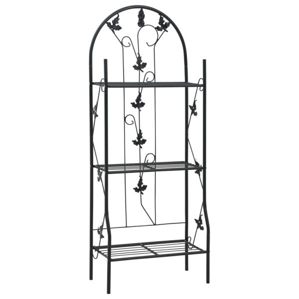 ARDEBO.de - 3-stufiges Pflanzenregal Schwarz 52 x 28 x 128 cm Eisen