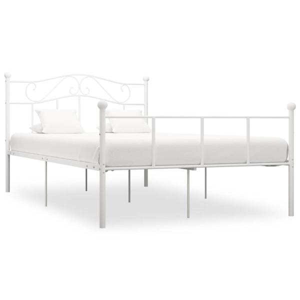 ARDEBO.de - Bettgestell Weiß Metall 160×200 cm