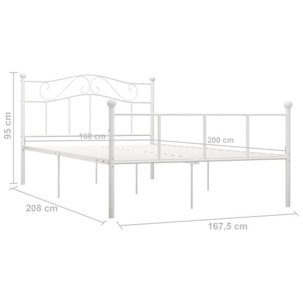 Bettgestell Weiß Metall 160×200 cm