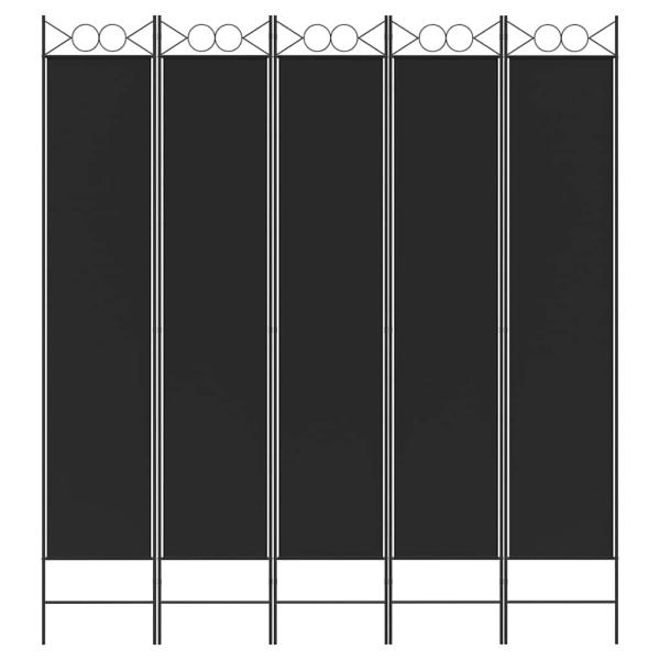 5-tlg. Paravent Schwarz 200x220 cm Stoff