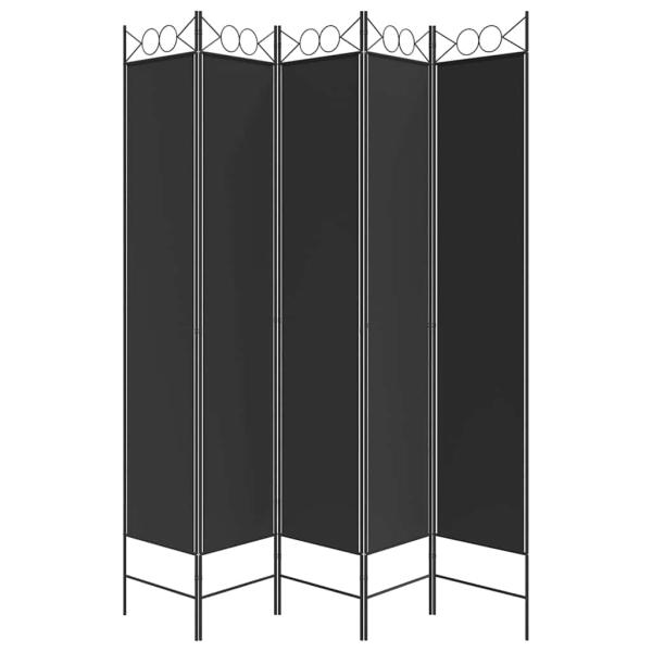 5-tlg. Paravent Schwarz 200x220 cm Stoff
