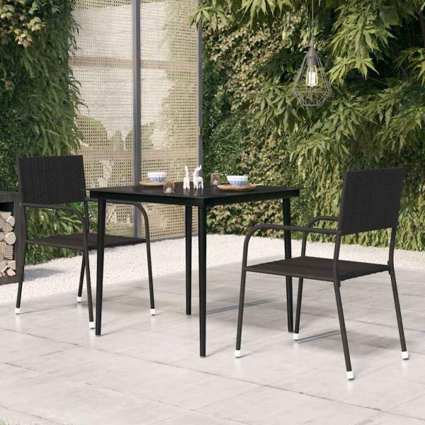 ARDEBO.de - Garten-Esstisch Schwarz 80x80x74 cm Stahl und Glas