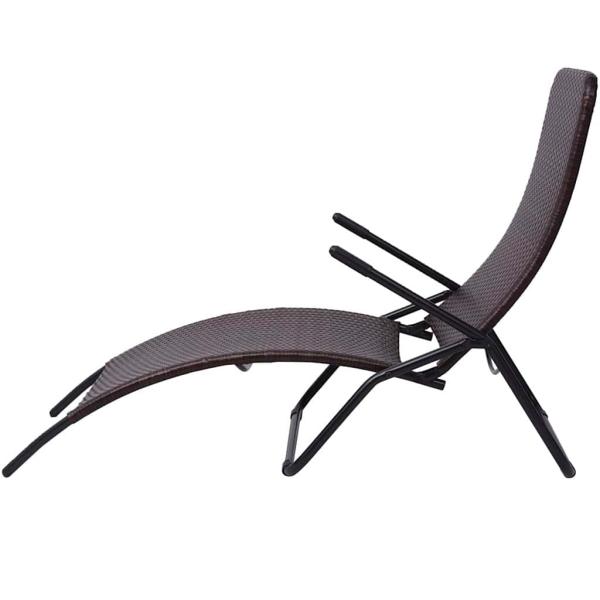 Sonnenliege Klappbar Poly Rattan Brown