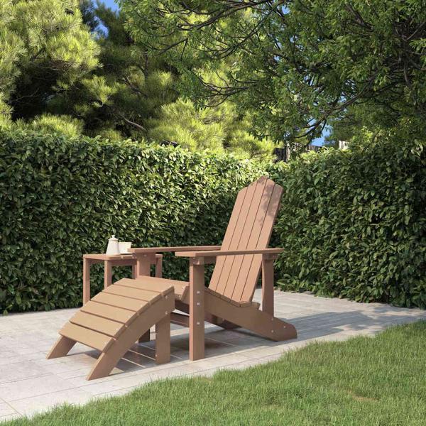 ARDEBO.de - Adirondack-Gartenstuhl mit Fu?teil HDPE Braun