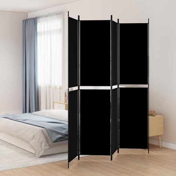 ARDEBO.de - 4-tlg. Paravent Schwarz 200x220 cm Stoff