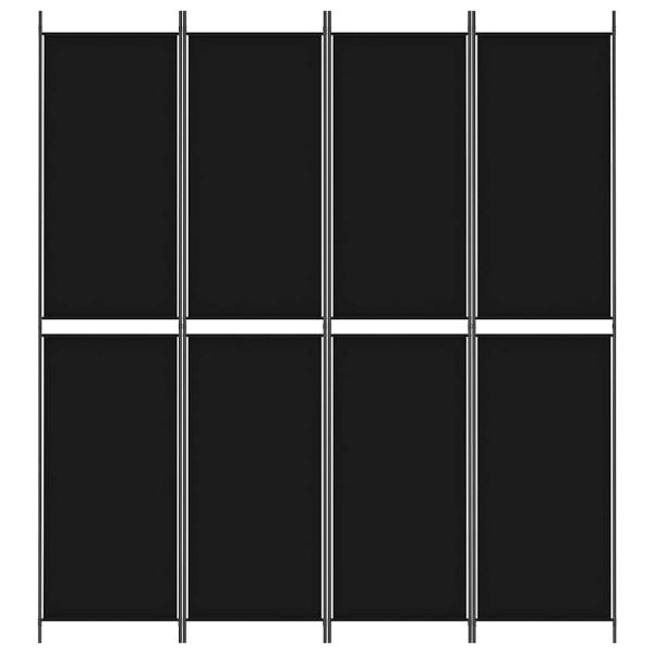 4-tlg. Paravent Schwarz 200x220 cm Stoff