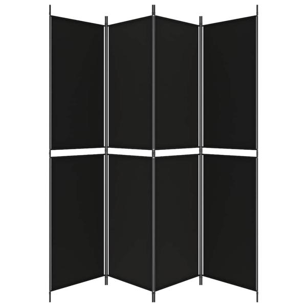 4-tlg. Paravent Schwarz 200x220 cm Stoff