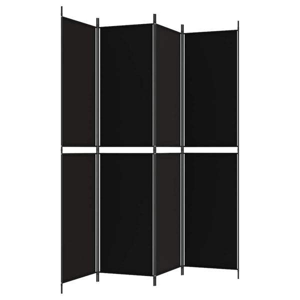 4-tlg. Paravent Schwarz 200x220 cm Stoff