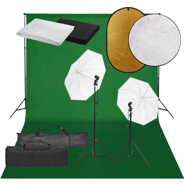 ARDEBO.de - Fotostudio-Set mit Beleuchtung, Hintergrund und Reflektor