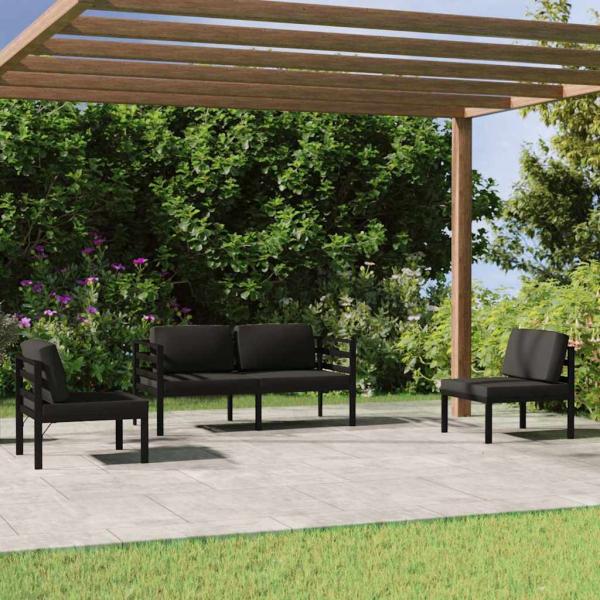 ARDEBO.de - 4-tlg. Garten-Lounge-Set mit Kissen Aluminium Anthrazit