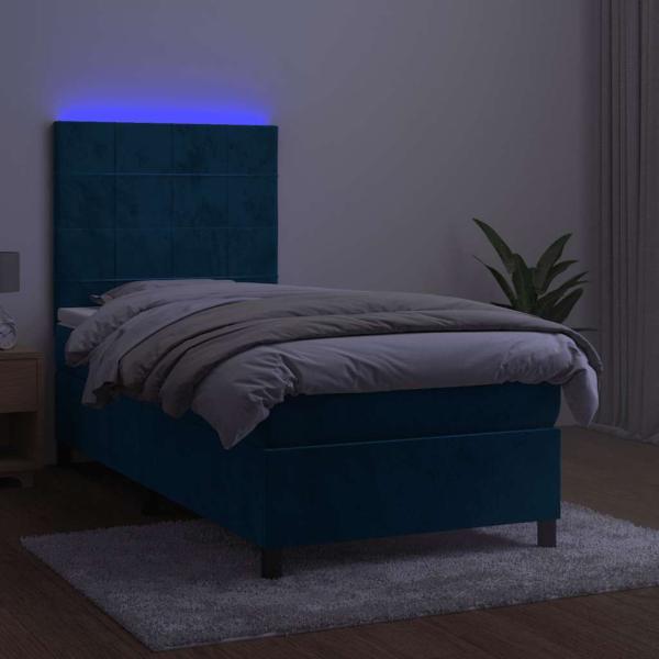 Boxspringbett mit Matratze & LED Dunkelblau 80x200 cm Samt
