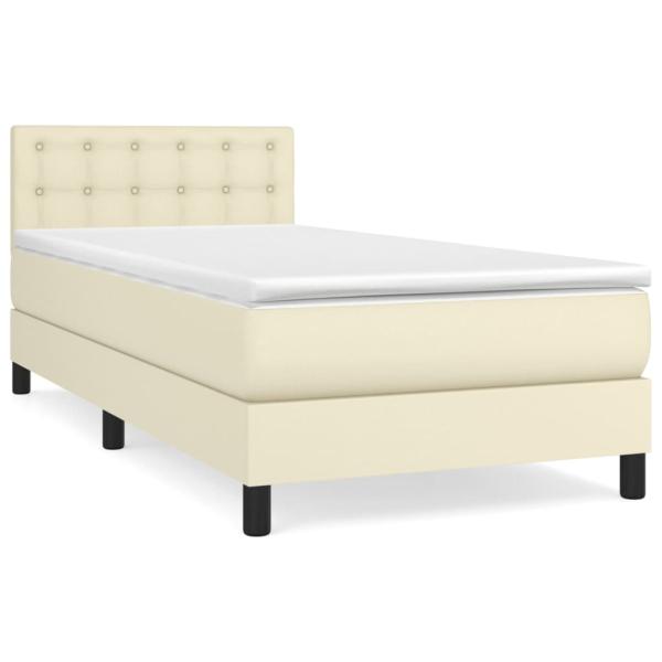 Boxspringbett mit Matratze Creme 90x190 cm Kunstleder