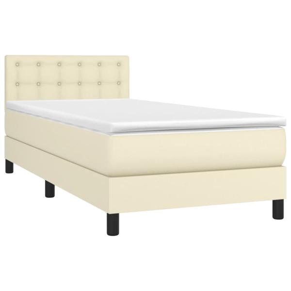 Boxspringbett mit Matratze Creme 90x190 cm Kunstleder
