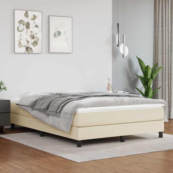 ARDEBO.de - Boxspringbett mit Matratze Creme 140x190 cm Kunstleder