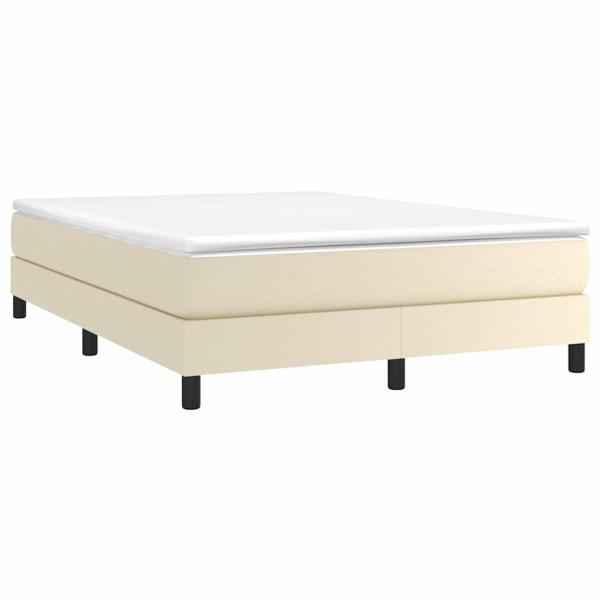 Boxspringbett mit Matratze Creme 140x190 cm Kunstleder