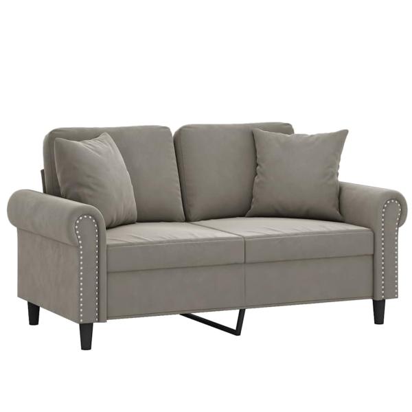 2-Sitzer-Sofa mit Kissen Hellgrau 120 cm Samt