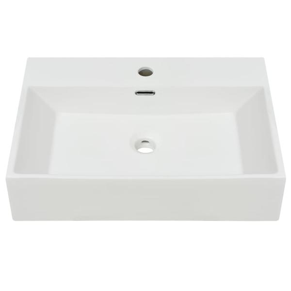 Waschbecken mit Hahnloch Keramik Weiß 60,5x42,5x14,5 cm
