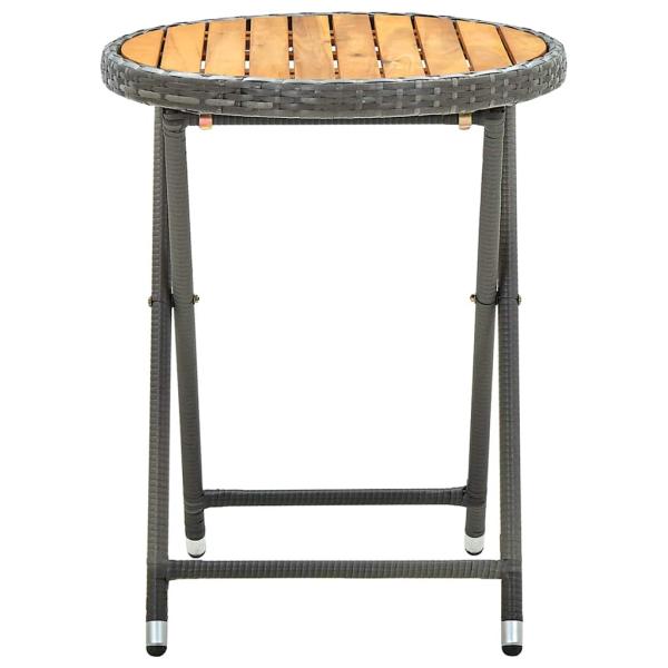 Beistelltisch Grau 60 cm Poly Rattan und Akazie Massivholz