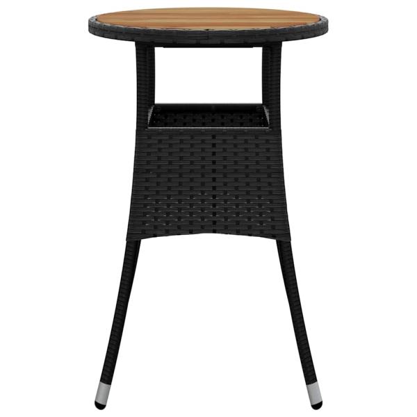 Gartentisch Ø60x75 cm Akazienholz und Poly Rattan Schwarz
