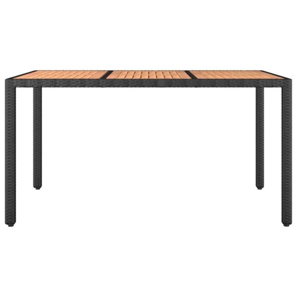 Gartentisch mit Holzplatte Schwarz Poly Rattan & Akazienholz