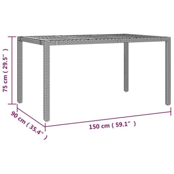 Gartentisch mit Holzplatte Schwarz Poly Rattan & Akazienholz