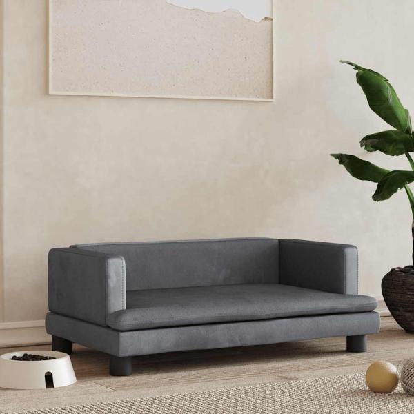 ARDEBO.de - Hundebett Dunkelgrau 80x45x30 cm Samt