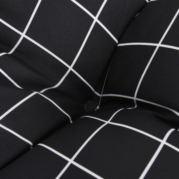 Kissen Rund Schwarz Karomuster Ø 60x11 cm Oxford-Gewebe