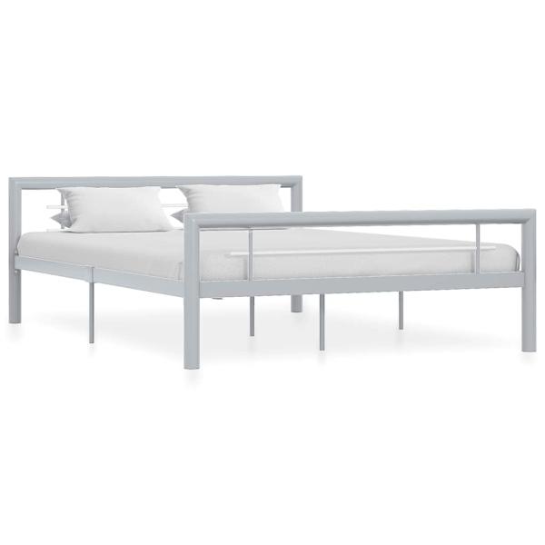 ARDEBO.de - Bettgestell Grau und Weiß Metall 160 × 200 cm