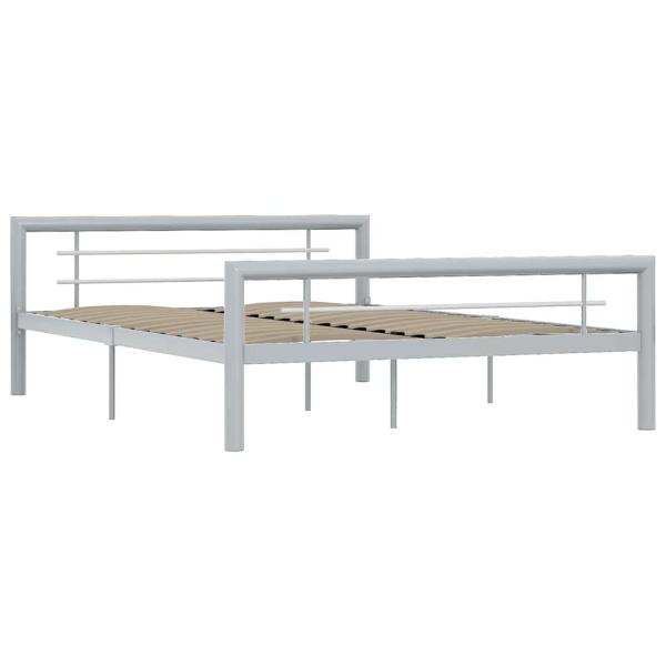 Bettgestell Grau und Weiß Metall 160 × 200 cm