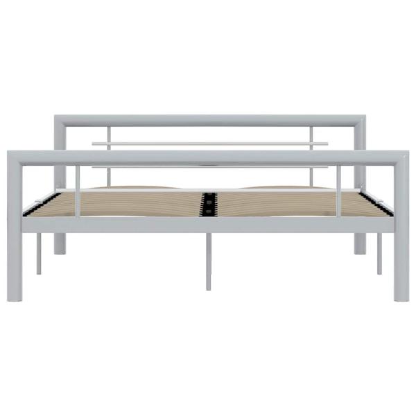 Bettgestell Grau und Weiß Metall 160 × 200 cm