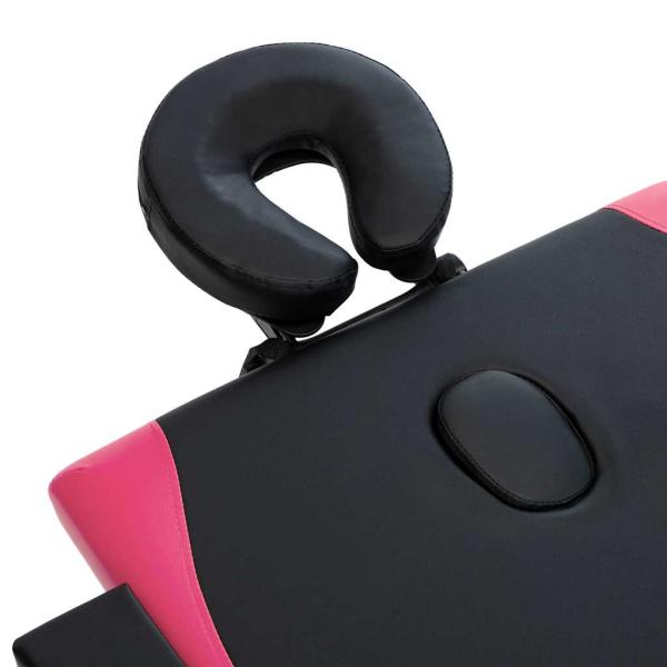 Massageliege Klappbar 4-Zonen mit Holzgestell Schwarz und Rosa