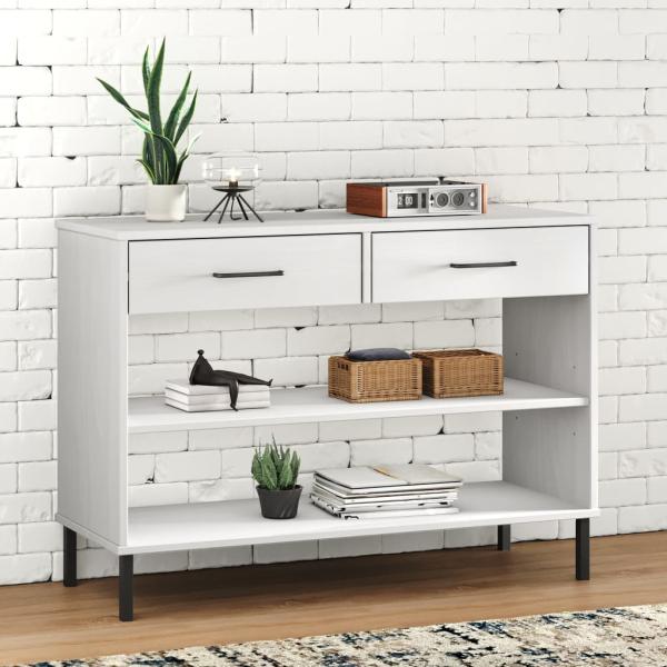 ARDEBO.de - Konsolenschrank OSLO mit Metallbeinen Weiß Massivholz Kiefer
