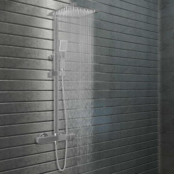 ARDEBO.de - Doppelkopf-Duschset mit Thermostat Edelstahl
