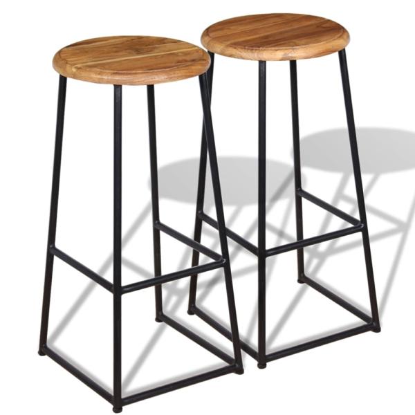 ARDEBO.de - Barhocker 2 Stk. Massivholz Teak