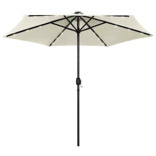 ARDEBO.de - Sonnenschirm mit LED-Beleuchtung und Alu-Mast 270 cm Sandweiß