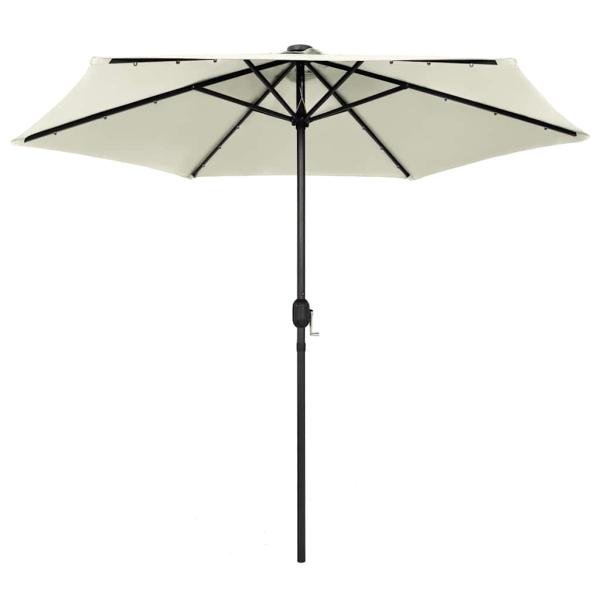 Sonnenschirm mit LED-Beleuchtung und Alu-Mast 270 cm Sandweiß