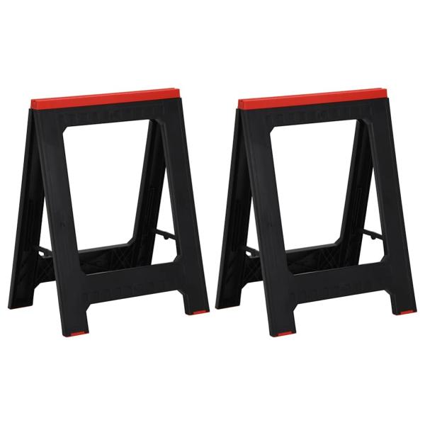 ARDEBO.de - Arbeitsböcke 2 Stk. Klappbar Schwarz & Rot Polypropylen 350 kg