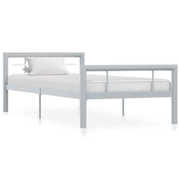 ARDEBO.de - Bettgestell Grau und Weiß Metall 100 × 200 cm