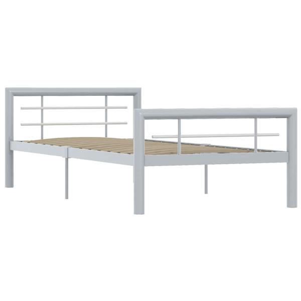 Bettgestell Grau und Weiß Metall 100 × 200 cm