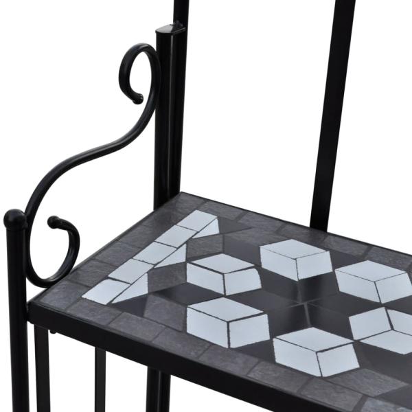 Pflanzenständer Mosaik Schwarz und Weiß